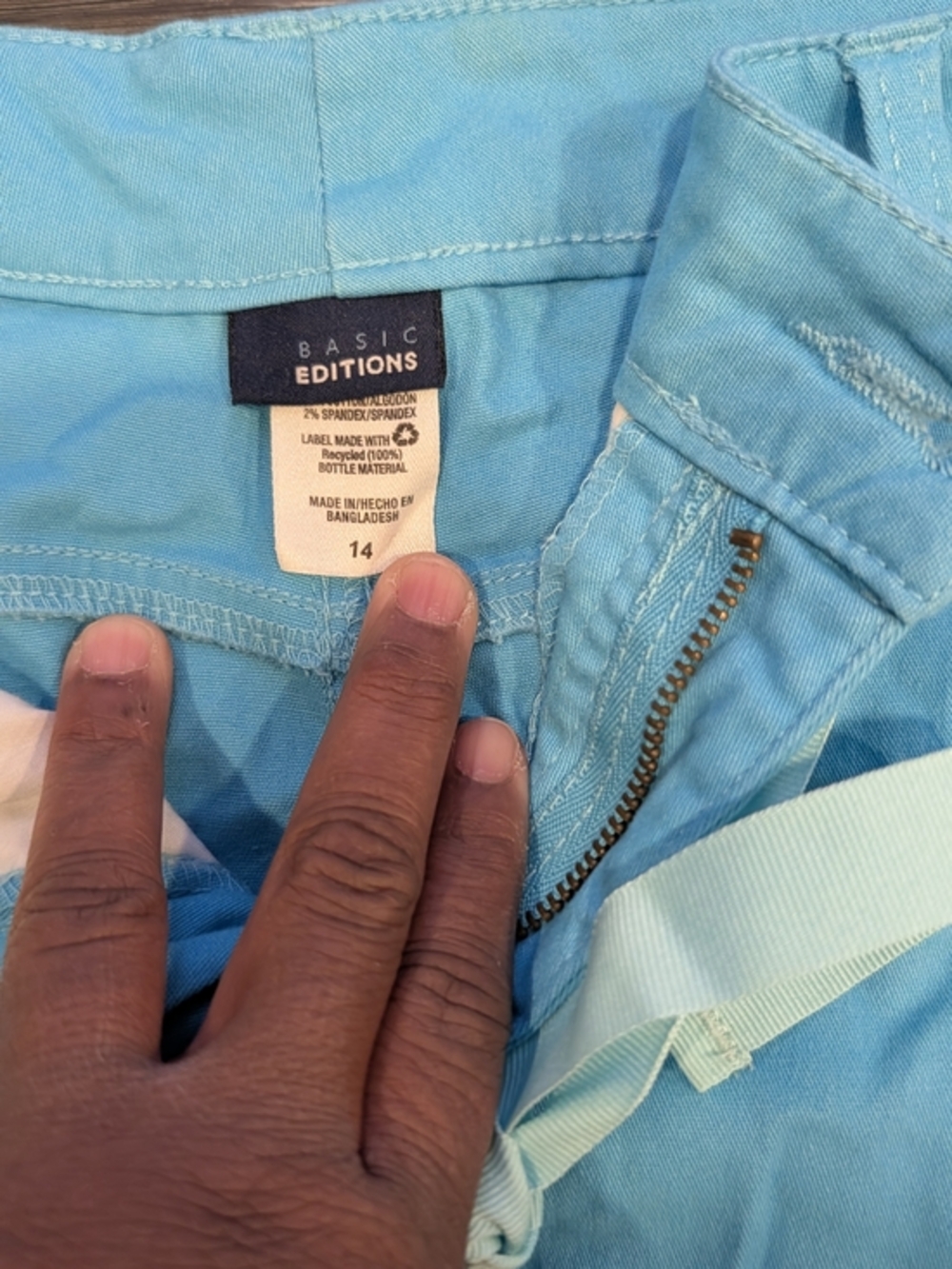 Basic Editions Light Blue Drawstring Chinos - Picture 5 of 8